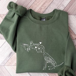 Boop Dog Skeleton Halloween Sweatshirt, Hand Graphic Sweater image 2