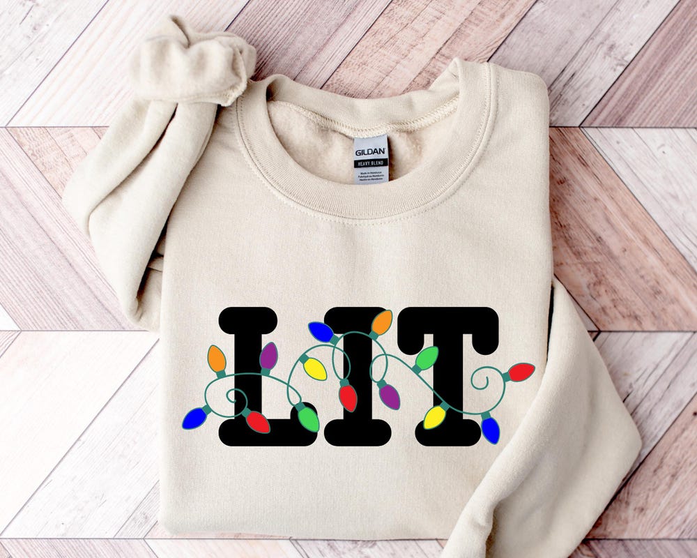 Lit Christmas Sweatshirt, Christmas Sweatshirt, Trendy Sweatshirts Family, Christmas Sweatshirt Women, Christmas Lights Sweatshirt Designed By Shirttrendz