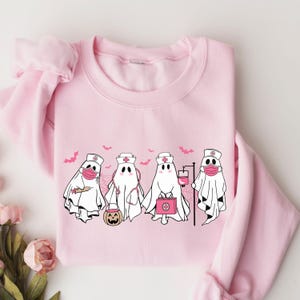 Ghost Nurse Sweatshirt, Spooky Halloween Party Shirt