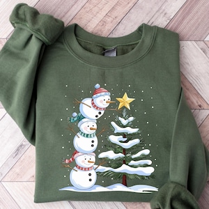 Snowman Christmas Tree Sweatshirt, Holiday Sweater