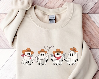 Ghost Cowboy Halloween Sweatshirt, Western Graphic Tee