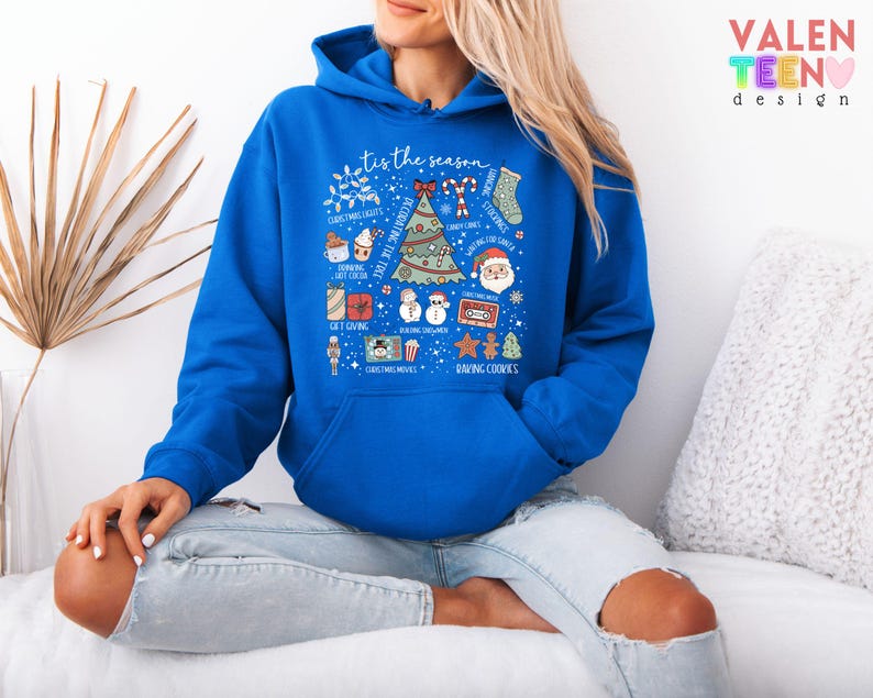 Retro Christmas Sweatshirt, Holiday Doodles bild 4