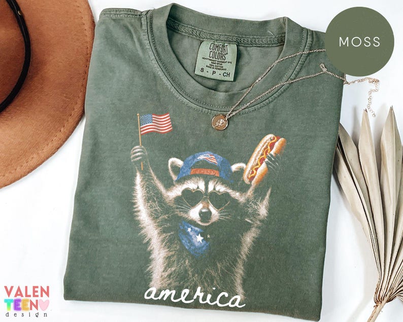 Comfort Colors® Feral Raccoon Shirt, Patriotic USA Tee, Funny Independence Day Apparel image 6