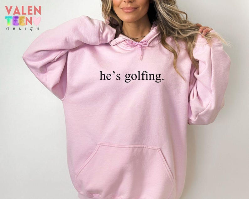 He's Golfing Sweatshirt, Golfer Wife Crewneck image 4
