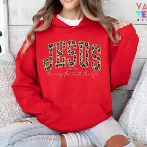 Christian Cheetah Print Jesus Sweatshirt, Faith Apparel image 6