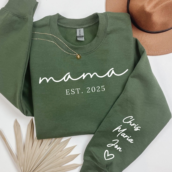 Personalized Mama Sweatshirt with Kid Names, Mothers Day Gift