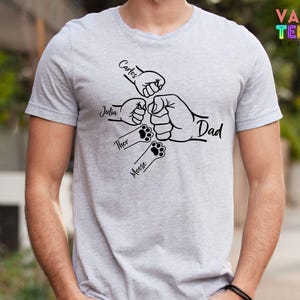 Custom Fist Bump & Paw Dad Shirt, Personalized Father's Day Gift