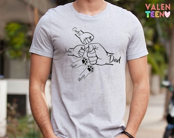 Custom Fist Bump & Paw Dad Shirt, Personalized Father's Day Gift