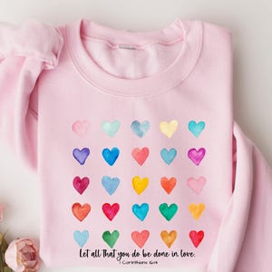 Watercolor Hearts Sweatshirt, Valentines Day Gift