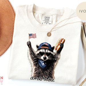 Comfort Colors® Feral Raccoon Shirt, Patriotic USA Tee, Funny Independence Day Apparel image 2