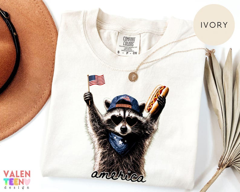 Comfort Colors® Feral Raccoon Shirt, Patriotic USA Tee, Funny Independence Day Apparel image 2