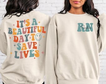 Personalized RN Sweatshirt, Retro Nurse Crewneck, Nursing School Gift