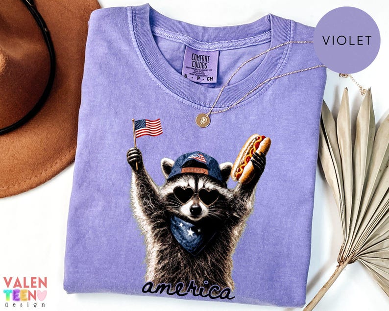 Comfort Colors® Feral Raccoon Shirt, Patriotic USA Tee, Funny Independence Day Apparel image 10