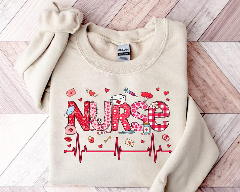 Valentines Nurse Sweatshirt, Heartbeat ICU, NICU, Nurse Gift immagine 2