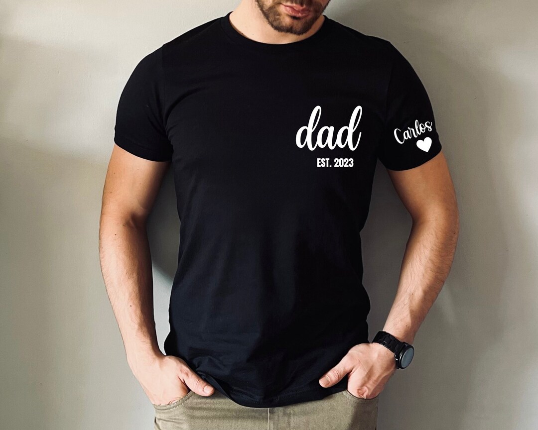Custom Dad Shirt With Kids Name on Sleeve, Personalized Father's Day ...