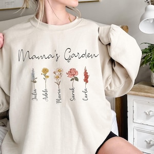Mama's Garden Flower Shirt, Custom Birth Month Flowers, Mother's Day Gift
