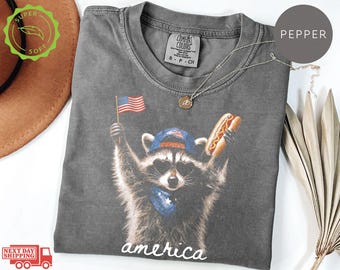 Comfort Colors® Feral Raccoon Shirt, Patriotic USA Tee, Funny Independence Day Apparel