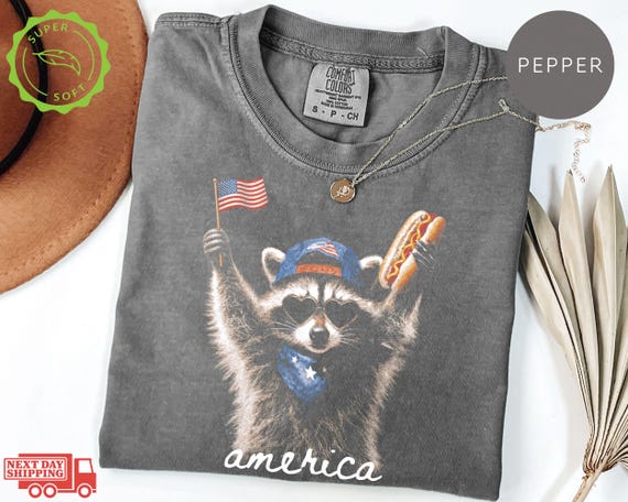 Comfort Colors® Feral Raccoon Shirt, Patriotic USA Tee, Funny Independence Day Apparel
