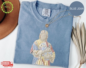 Comfort Colors® Jesus Faux Patchwork Shirt, Easter Cross Tee, He Is Risen Christian T-Shirt, Faith Gift for Christian Apparel Shirts