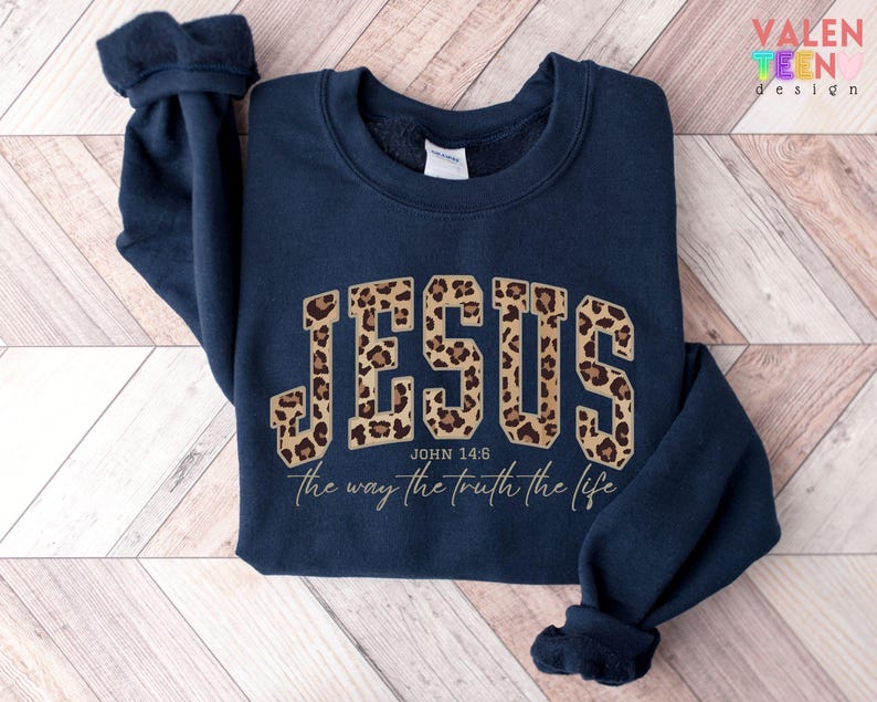 Christian Cheetah Print Jesus Sweatshirt, Faith Apparel image 3