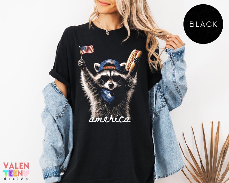 Comfort Colors® Feral Raccoon Shirt, Patriotic USA Tee, Funny Independence Day Apparel image 5