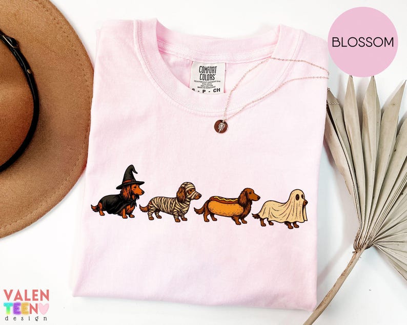 Halloween Dachshund Costumes Comfort Colors® Shirt, Spooky Wiener Dog Graphic Tee immagine 10