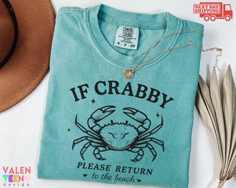 Comfort Colors Crabby Beach T-Shirt, Funny Boho Summer Tee