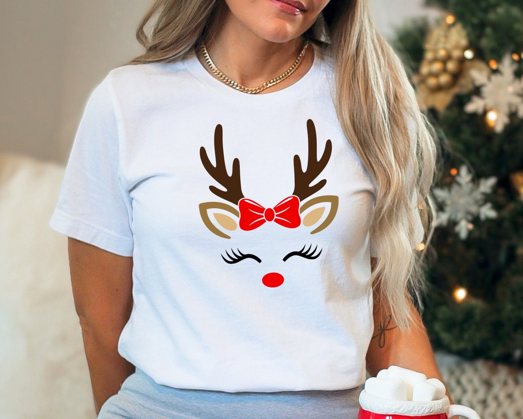 Christmas Shirt, Reindeer Christmas Shirt, Reindeer Face Shirt ...