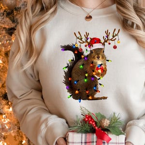 Squirrel Christmas Lights Sweatshirt, Holiday Gift Shirt