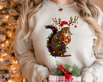 Squirrel Christmas Lights Sweatshirt, Holiday Gift Shirt
