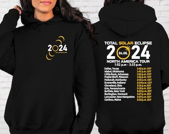 Total Solar Eclipse 2024 Sweatshirt, Double-Sided  Celestial Sweatshirt, April 8th 2024  Sweatshirt, Eclipse Event 2024  Sweatshirt Hoodies