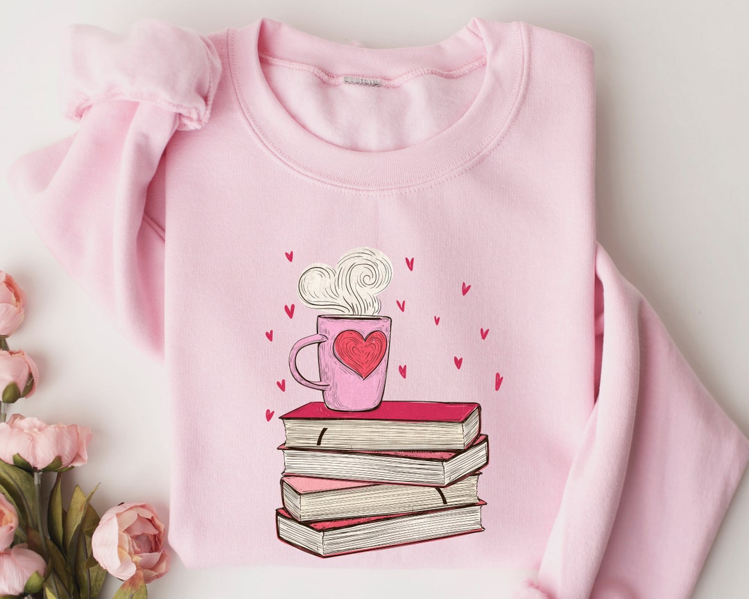 Book Coffee Love Sweatshirt, Book and Coffee Sweater, Valentine's Day ...