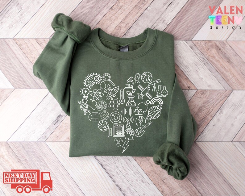 Science Sweater Drawing Science Love Heart Sweatshirt, STEM Teacher Gift - Etsy