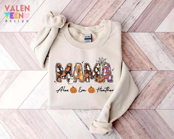 Personalized Halloween Mama Sweatshirt, Spooky Mom Sweater