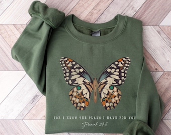 Butterfly Bible Verse Sweatshirt, Inspirational Christian Hoodie