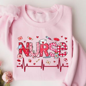 Valentines Nurse Sweatshirt, Heartbeat ICU, NICU, Nurse Gift immagine 1