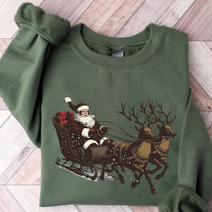 Santa Western Christmas Sweatshirt, Western Christmas Sweatshirt, Cowboy Santa Reindeer, Howdy Country Christmas, Retro Christmas Santa