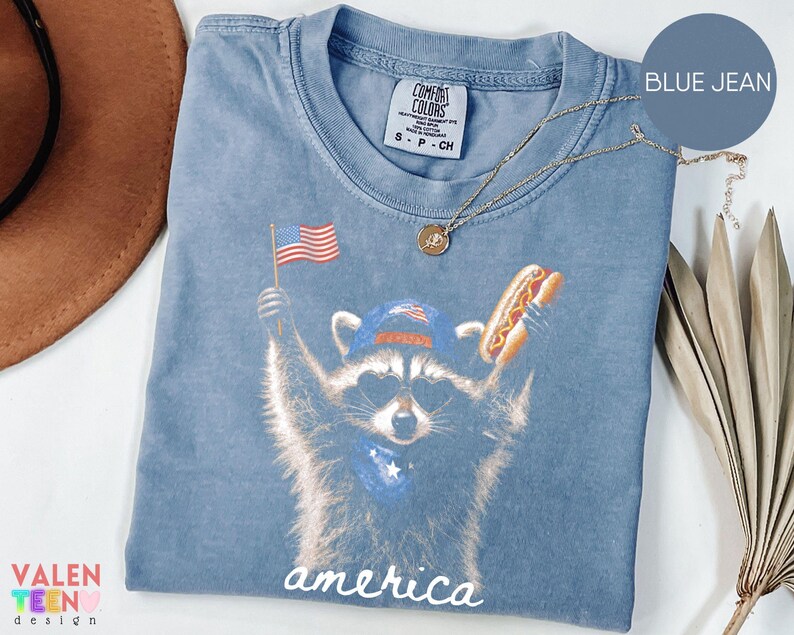 Comfort Colors® Feral Raccoon Shirt, Patriotic USA Tee, Funny Independence Day Apparel image 3