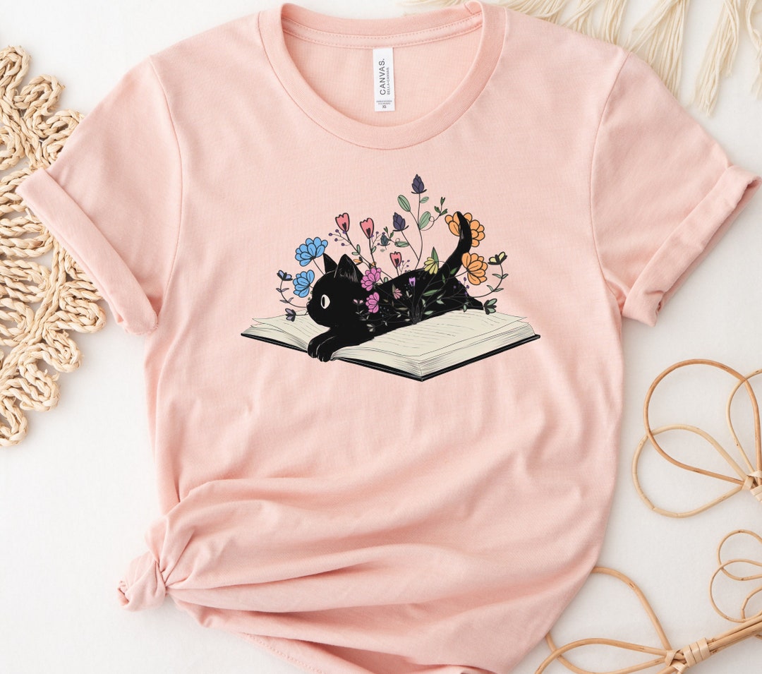 Floral Cat Shirt, Cat Lover Shirt, Cat Book Shirt, Cat Lover Gift, Gift