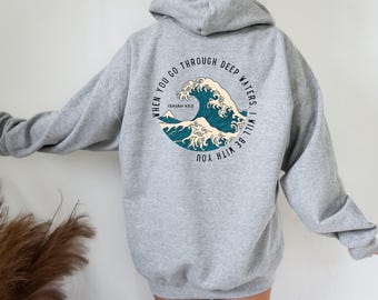 Deep Waters Christian Hoodie, Bible Verse Religious Sweatshirt