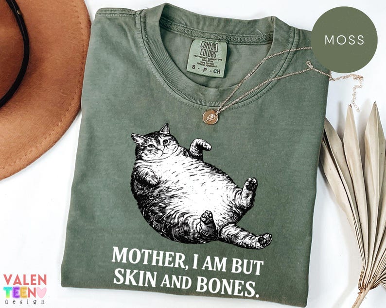 Comfort Colors® Mother I Am But Skin And Bones Cat Shirt: Fat Cat Lover Funny Gift Sarcastic Mom Tee image 3