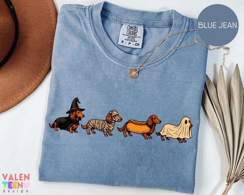 Halloween Dachshund Costumes Comfort Colors® Shirt, Spooky Wiener Dog Graphic Tee immagine 8