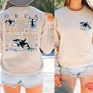 The Killer Whale Sweatshirt Vintage Ocean Lovers Clothing Orca Lover gift Marine Wildlife unisex Hoodie Orca Fact Trendy Oversized Top
