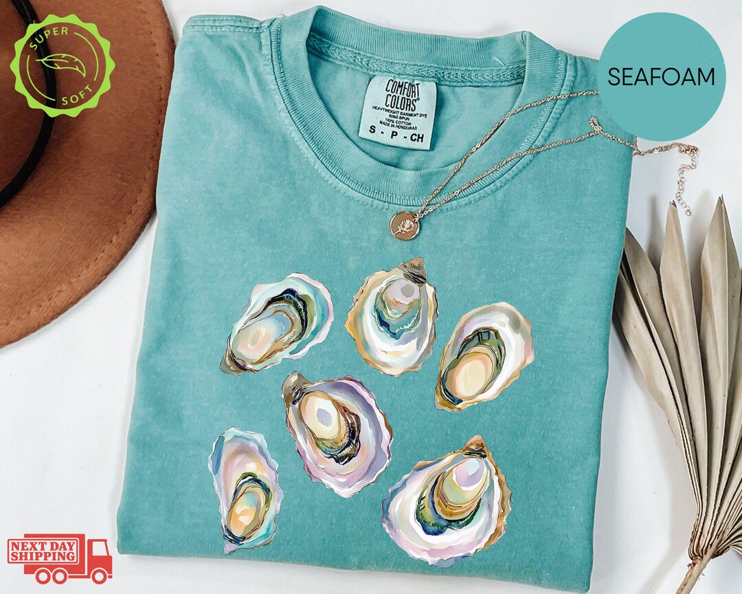 Shell Style Shirt Comfort Colors® Oyster Shell Shirt, Coastal Sea Shell Tee, Beach Ocean ...