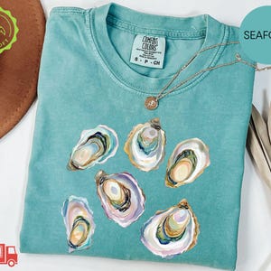 Comfort Colors® Oyster Shell Shirt, Coastal Sea Shell Tee, Beach Ocean Shirt, Aesthetic Shell Graphic Tee, Coastal Grandma Shirt