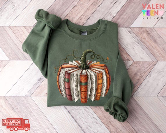 Fall Book Pumpkin Sweatshirt, Halloween Book Lover Sweater