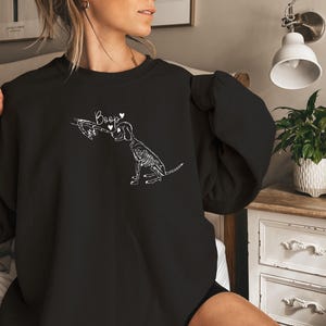 Boop Dog Skeleton Halloween Sweatshirt, Hand Graphic Sweater image 3