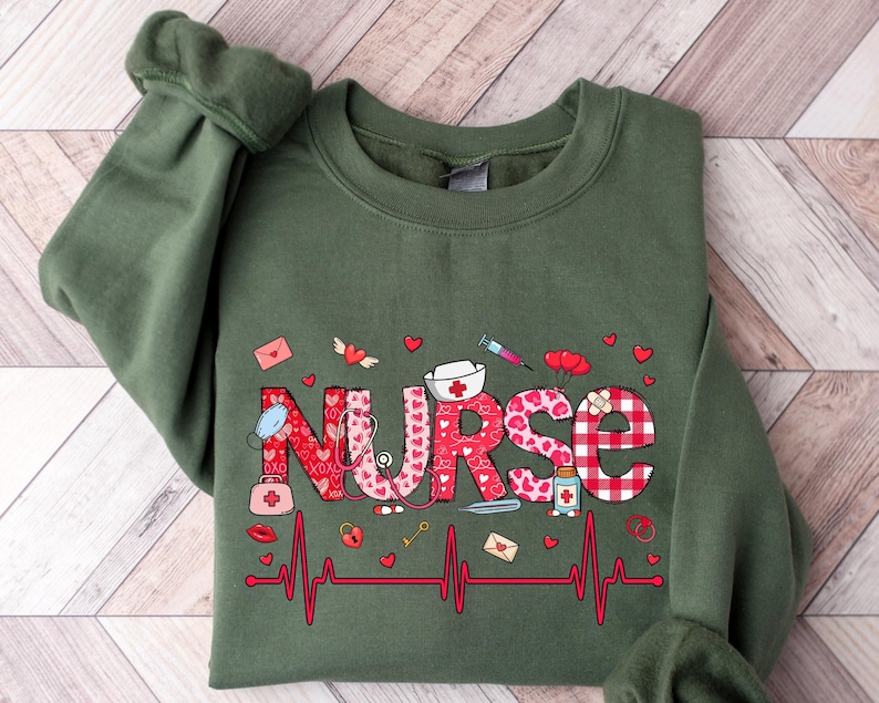 Valentines Nurse Sweatshirt, Heartbeat ICU, NICU, Nurse Gift immagine 3
