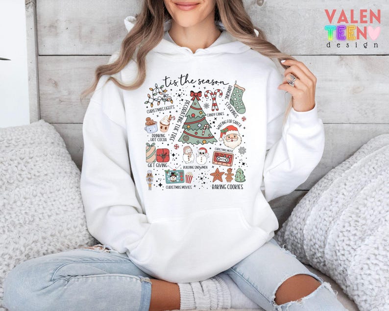 Retro Christmas Sweatshirt, Holiday Doodles bild 5