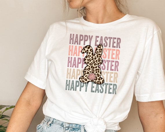 Leopard Bunny Graphic Tee, Happy Easter Shirt